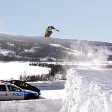360 &ouml;ver E14 och konstapelns bil. First try.. Photo: Jesper Bryngelsson. Rider: Jim Johansson Wolf.