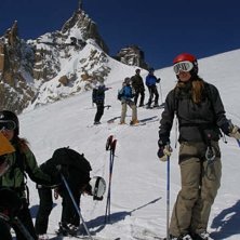 solig dag p&aring; aguille de midi, Chamonix. Photo: Mats &Ouml;hman. Rider: Elin Lood.